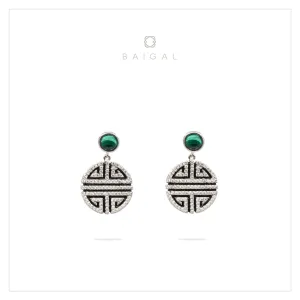 White Gold Plated 925 Sterling Silver Black Onyx Stud Earrings for Women and Girls