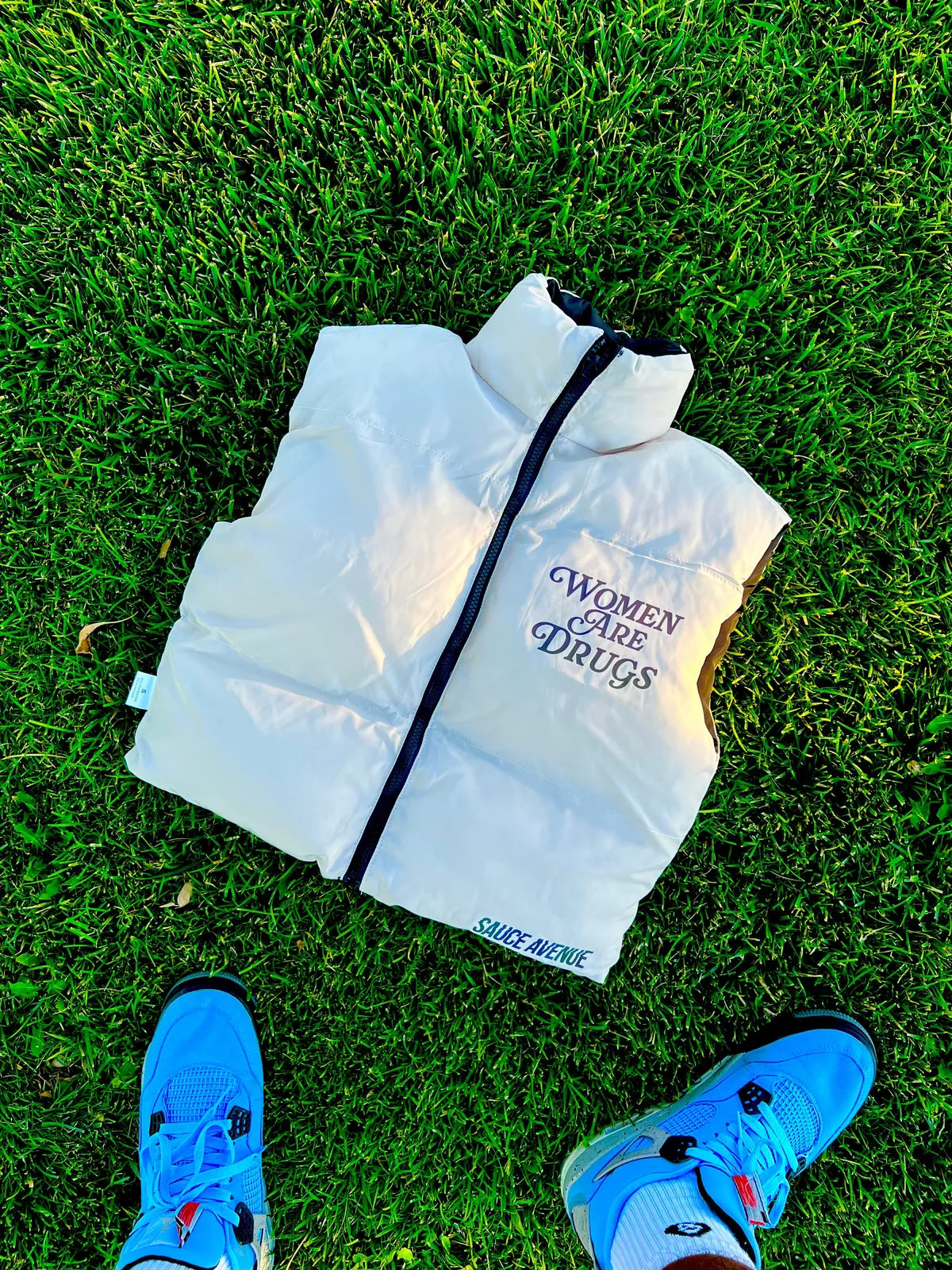 Women Are Drugs (Holo) | Puffer Reversible Cropped Vest (Women's)