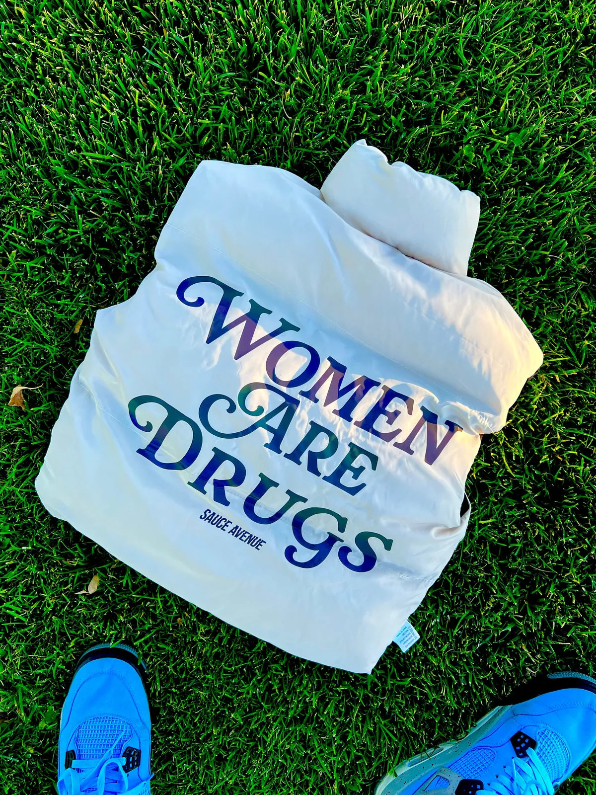 Women Are Drugs (Holo) | Puffer Reversible Cropped Vest (Women's)