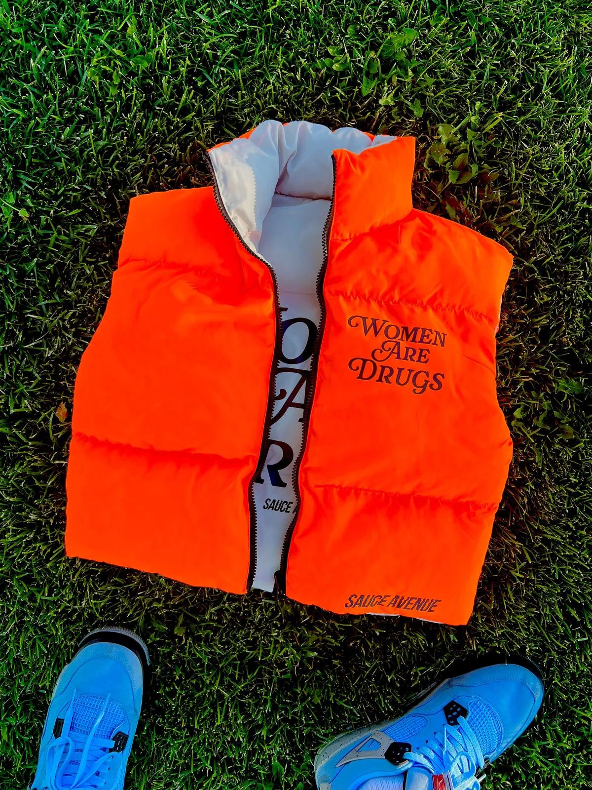 Women Are Drugs (Holo) | Puffer Reversible Cropped Vest (Women's)