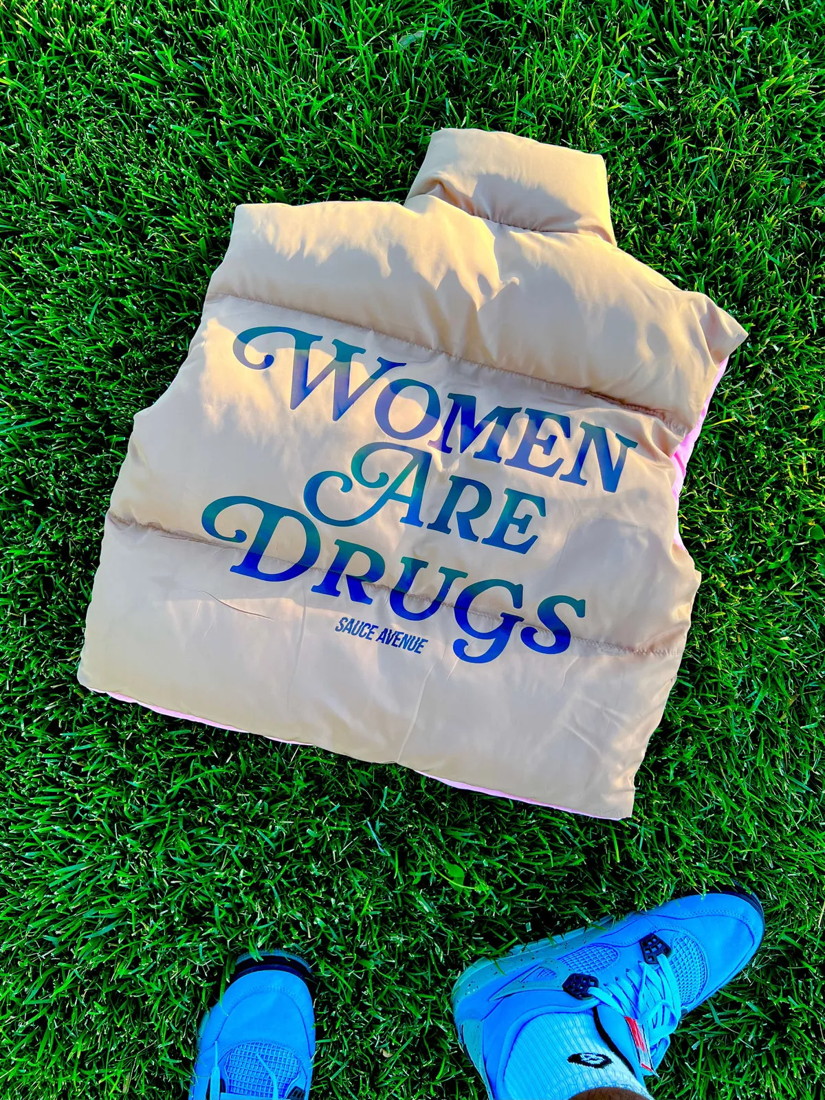 Women Are Drugs (Holo) | Puffer Reversible Cropped Vest (Women's)