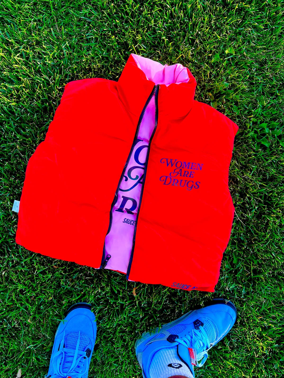 Women Are Drugs (Holo) | Puffer Reversible Cropped Vest (Women's)