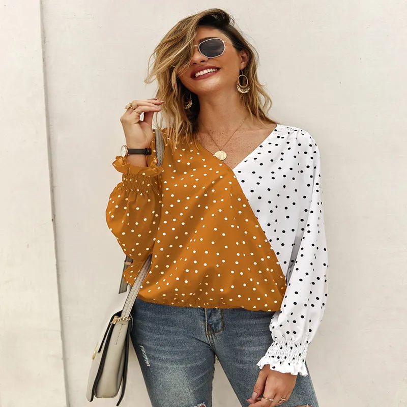 Women Dot Polk Ladies Shirt Casual Ladies Shirts