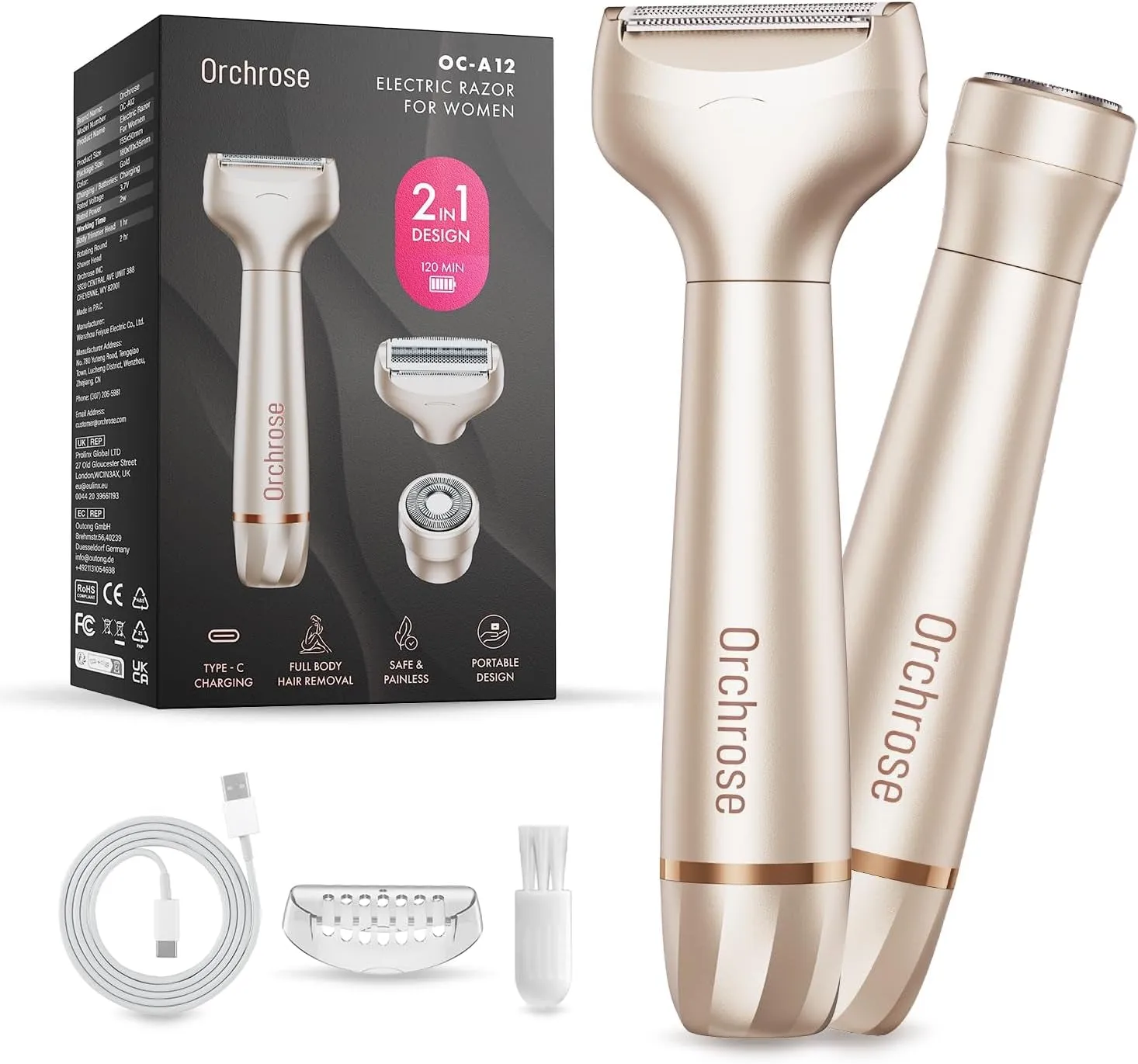 Women Electric Razor Rechargeable for Body: Painless Hair Removal - Electric Shaver for Face Legs Underarms Bikini