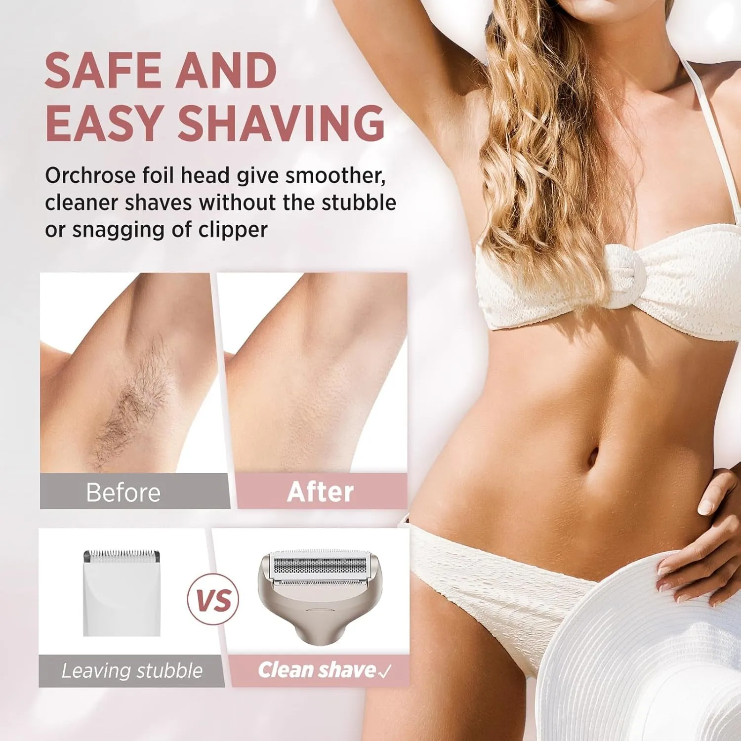 Women Electric Razor Rechargeable for Body: Painless Hair Removal - Electric Shaver for Face Legs Underarms Bikini