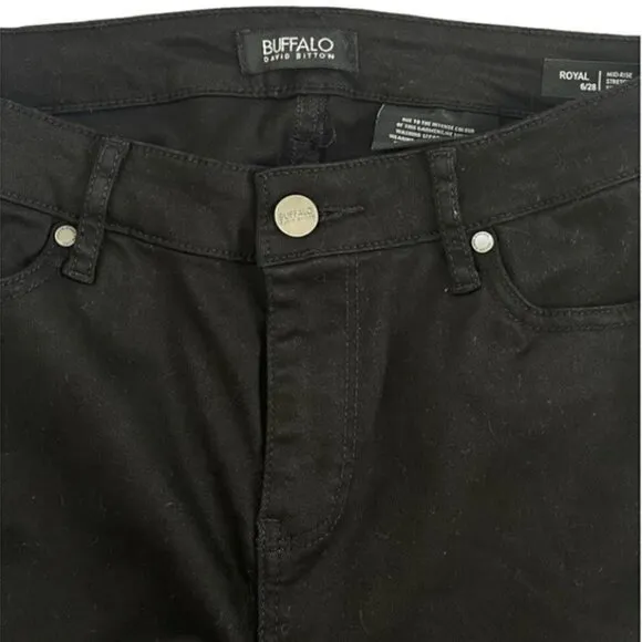 Women Jeans Black Jeans Buffalo David Bitton Jeans Skinny Mid-Rise Stretch Jeans