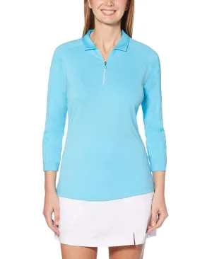 Womens 3/4 Sleeve Swing Tech™ Shadow Stripe Polo