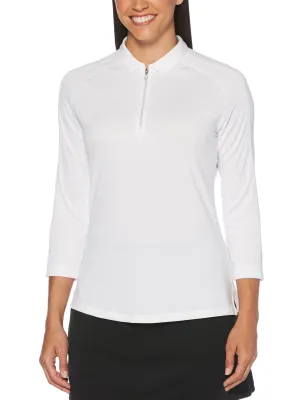 Womens 3/4 Sleeve Swing Tech™ Shadow Stripe Polo