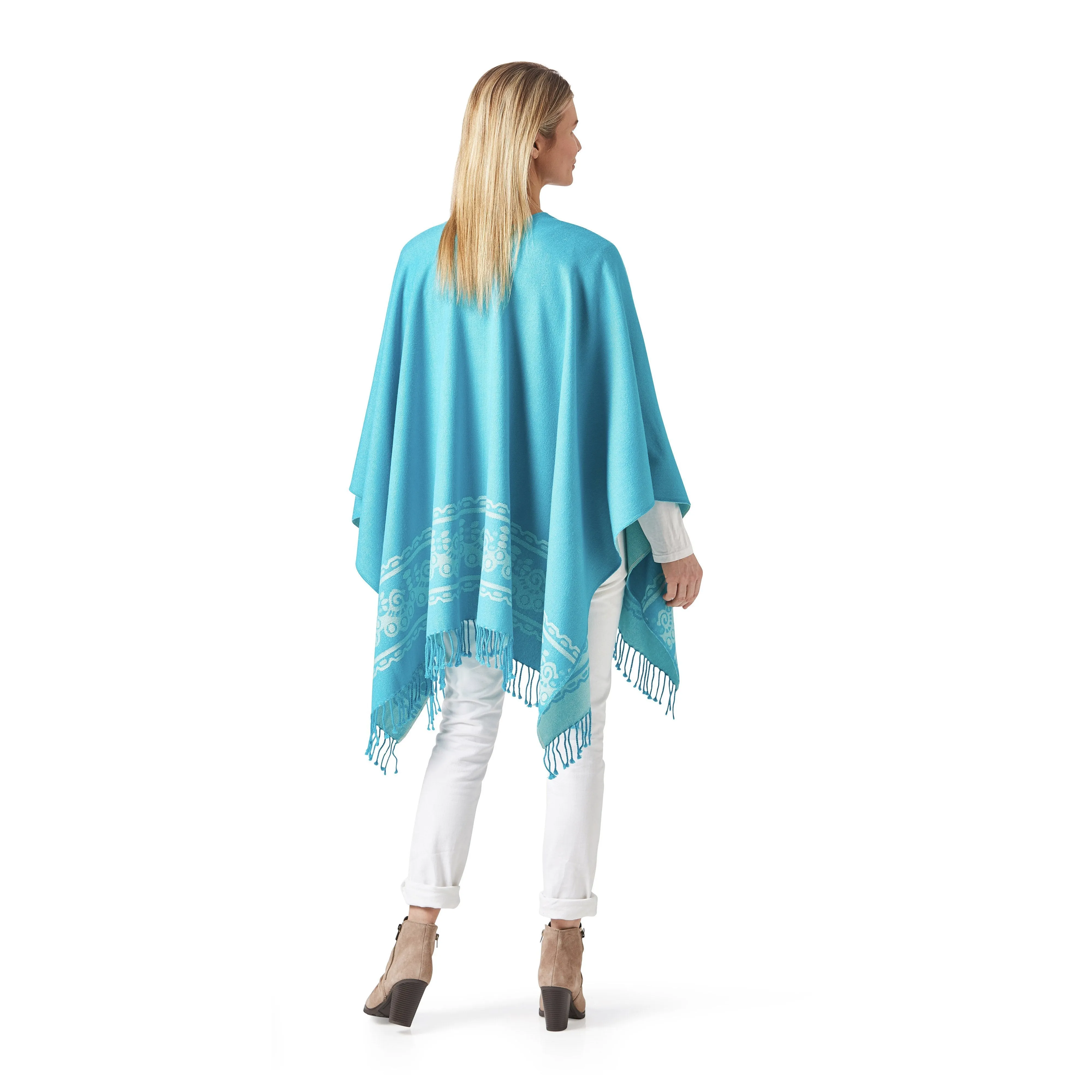 Women's Aqua Shawl Ecuadorian Artisan-Made