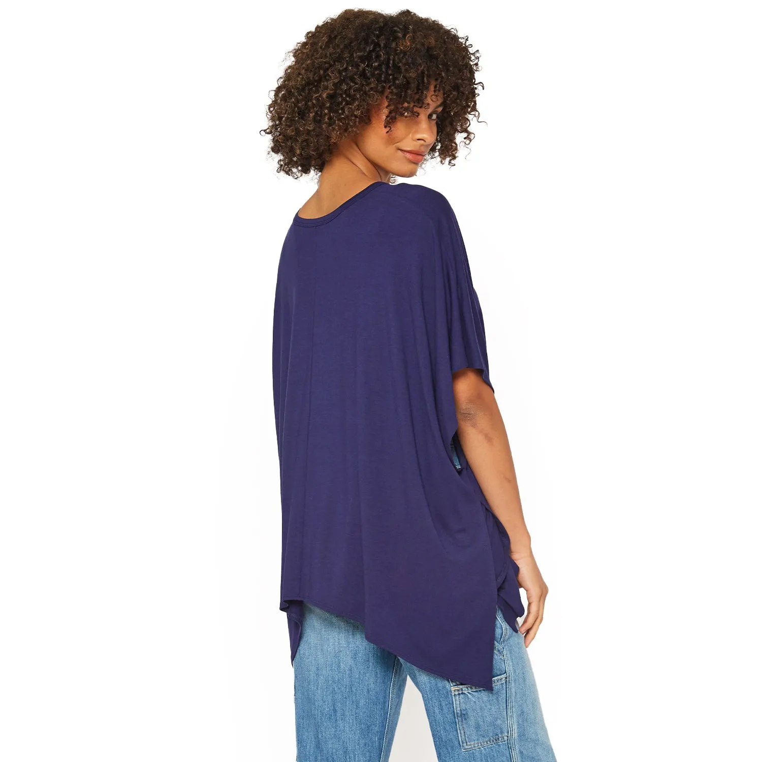 Women's Basic V-Neck Poncho Styled Tunic