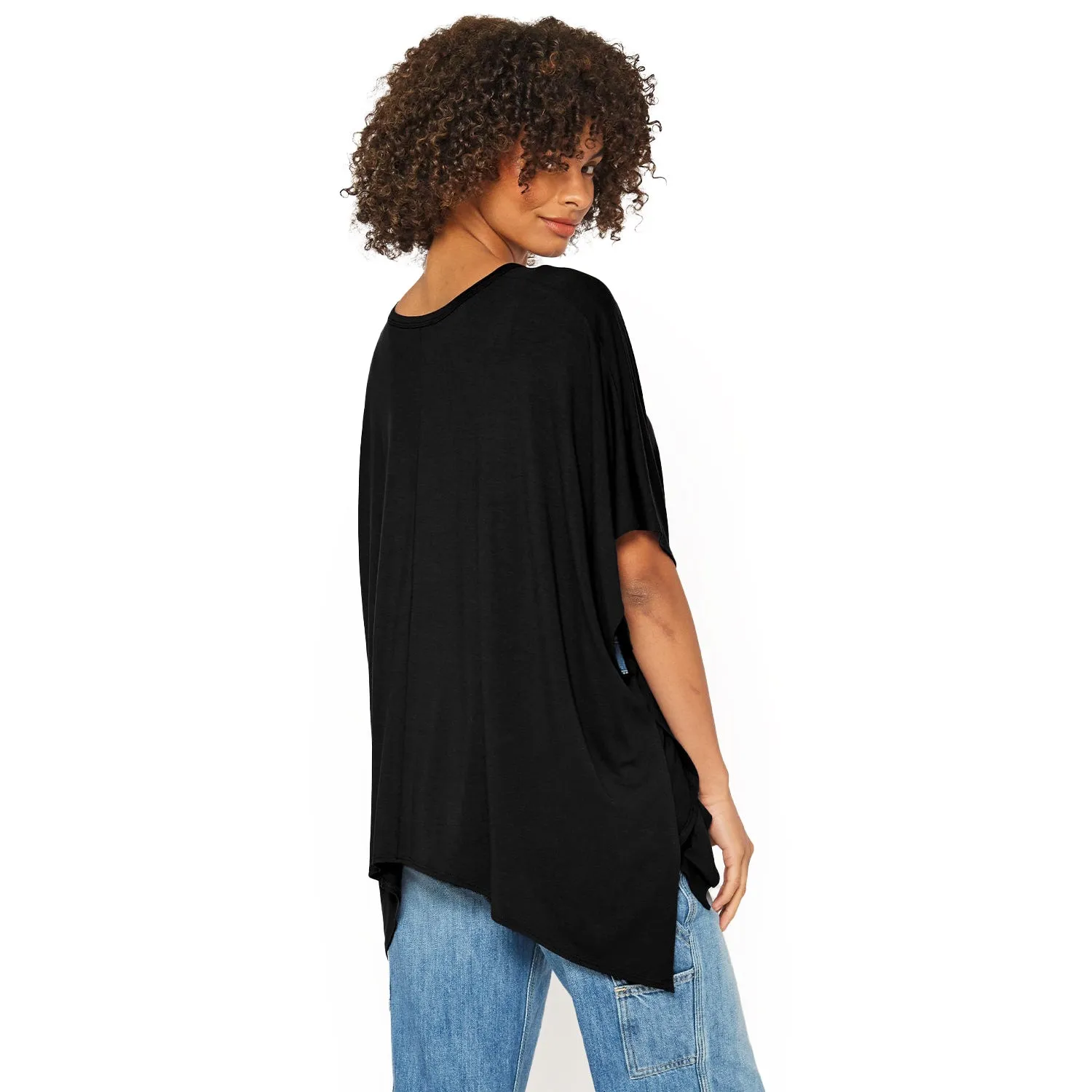 Women's Basic V-Neck Poncho Styled Tunic