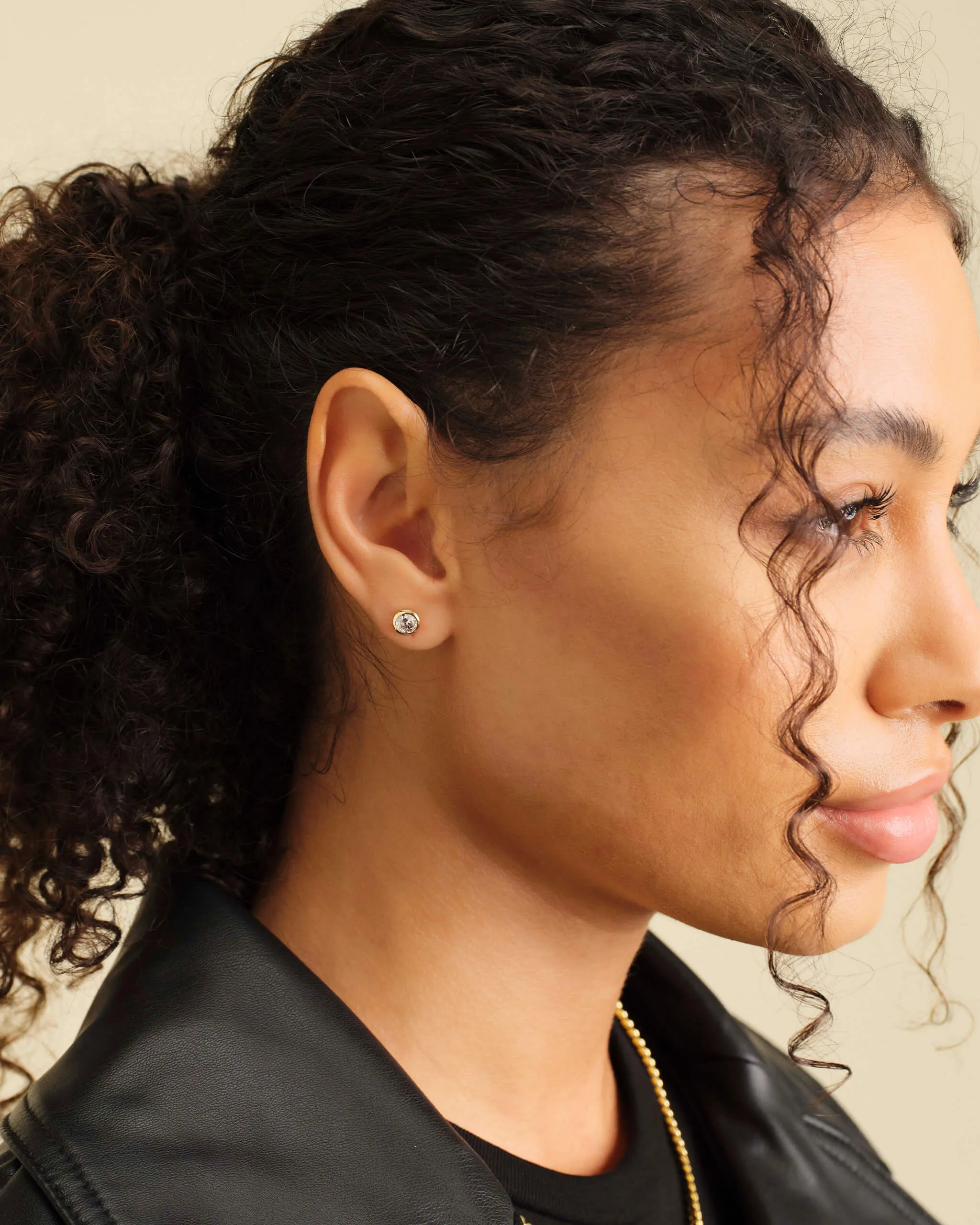 Women's Bezeled Stud Earrings - Gold
