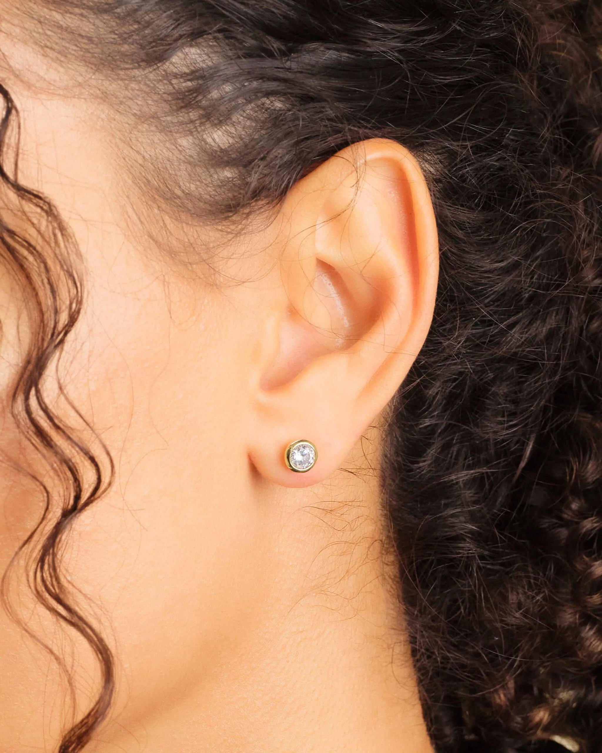 Women's Bezeled Stud Earrings - Gold