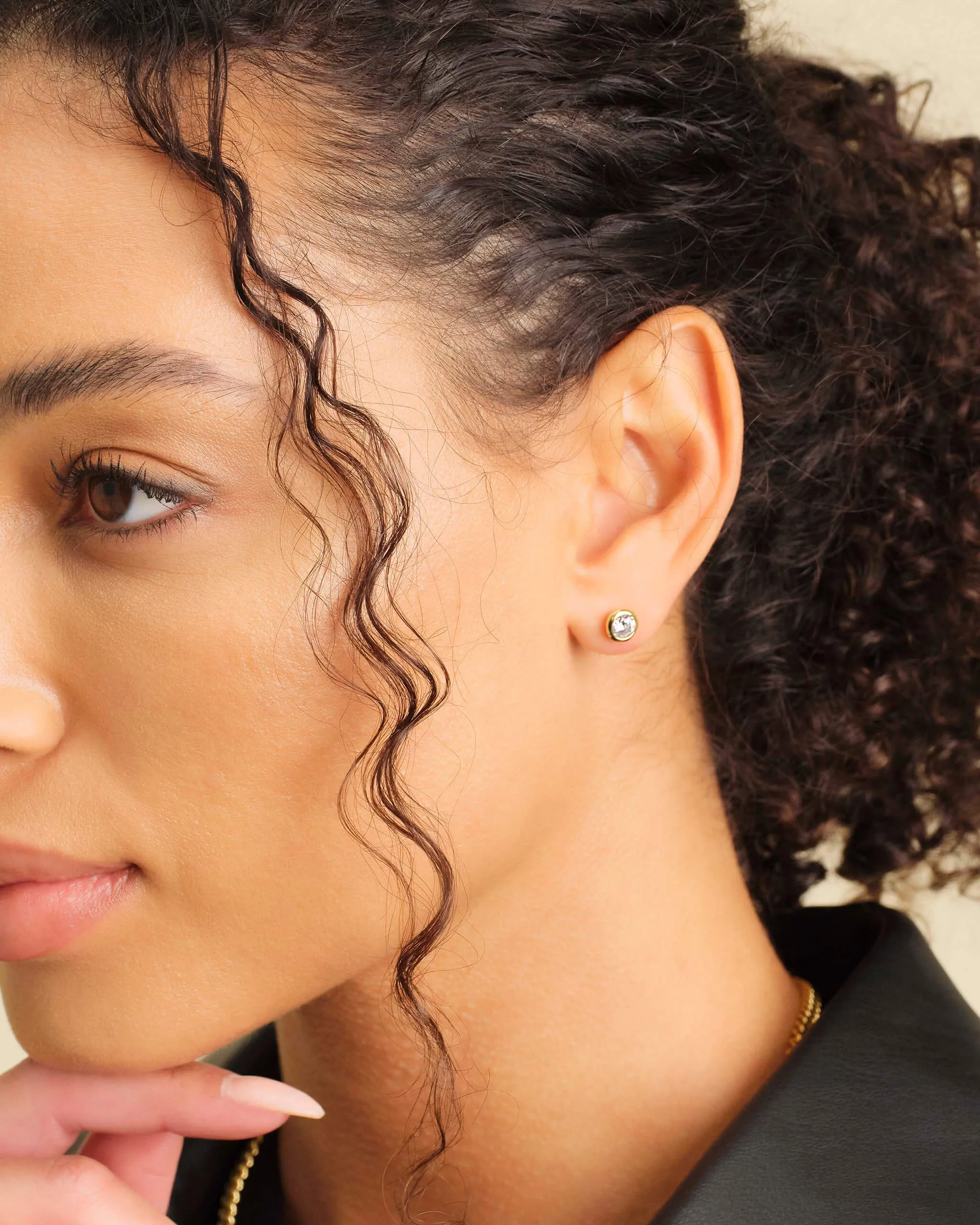 Women's Bezeled Stud Earrings - Gold