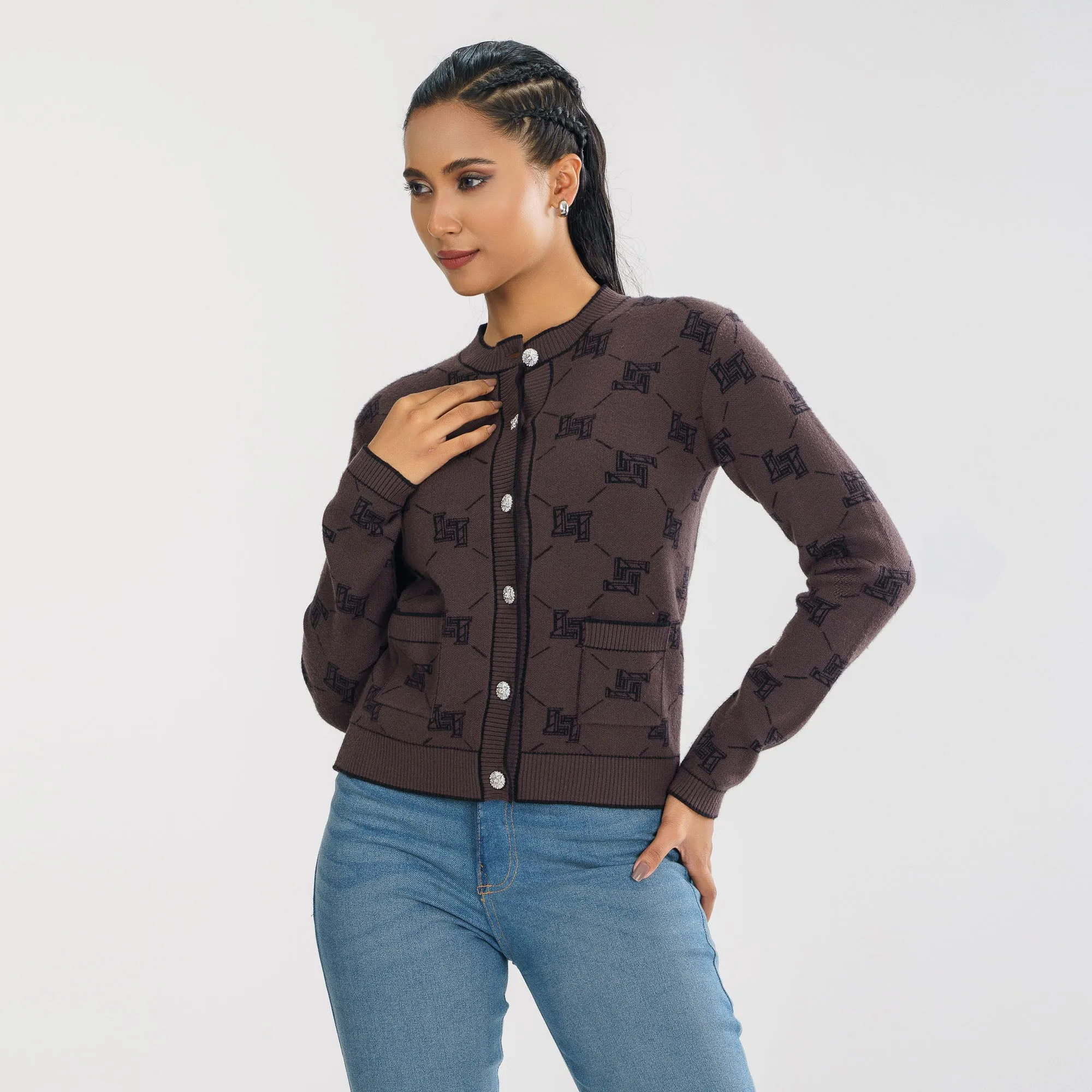 Womens Brown Cardigan