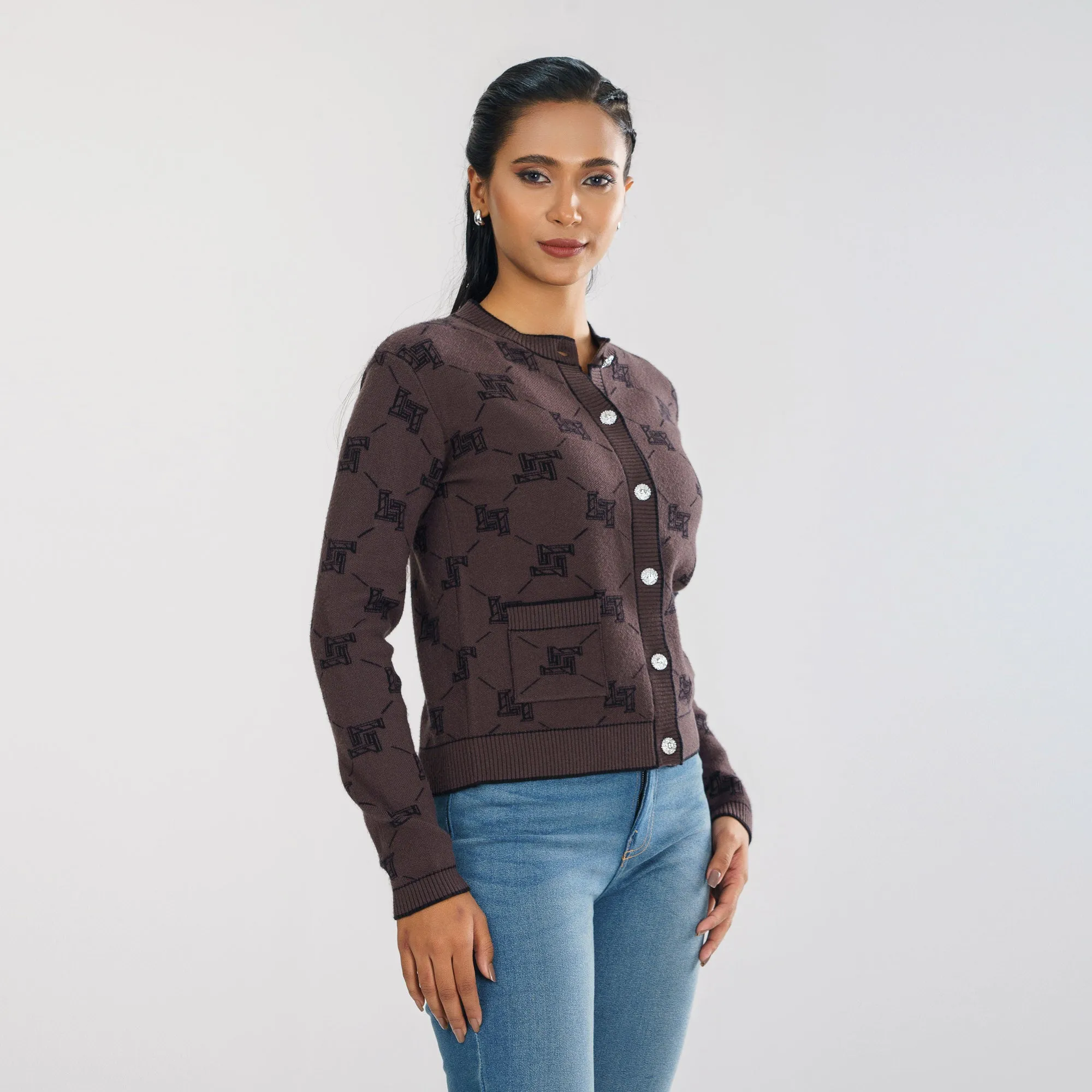 Womens Brown Cardigan