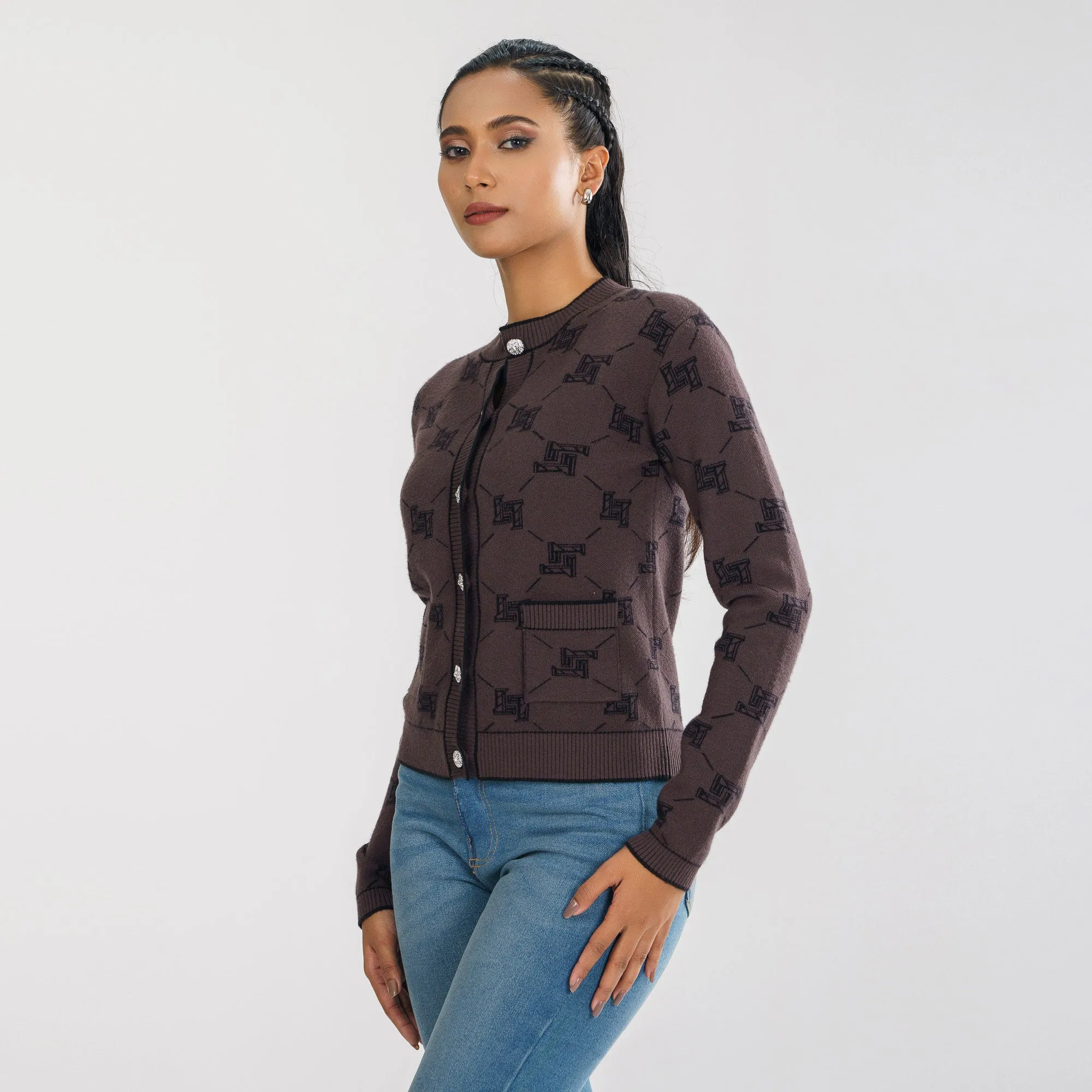 Womens Brown Cardigan