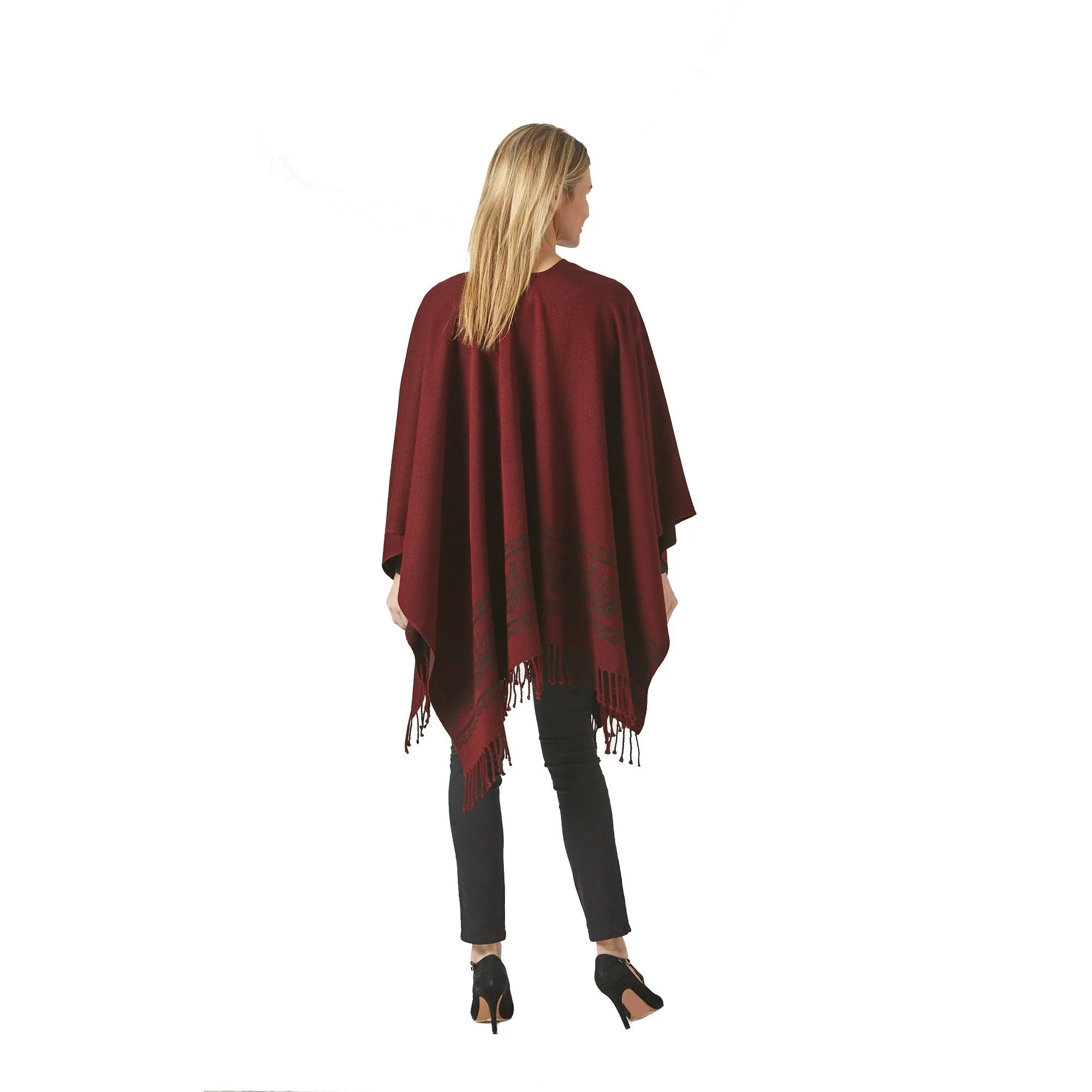 Women's Burgundy Shawl Ecuadorian Artisan-Made