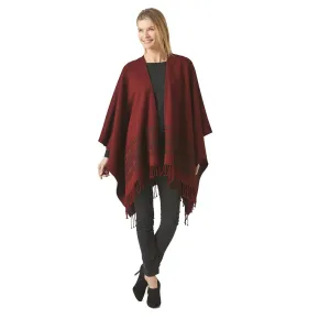 Women's Burgundy Shawl Ecuadorian Artisan-Made