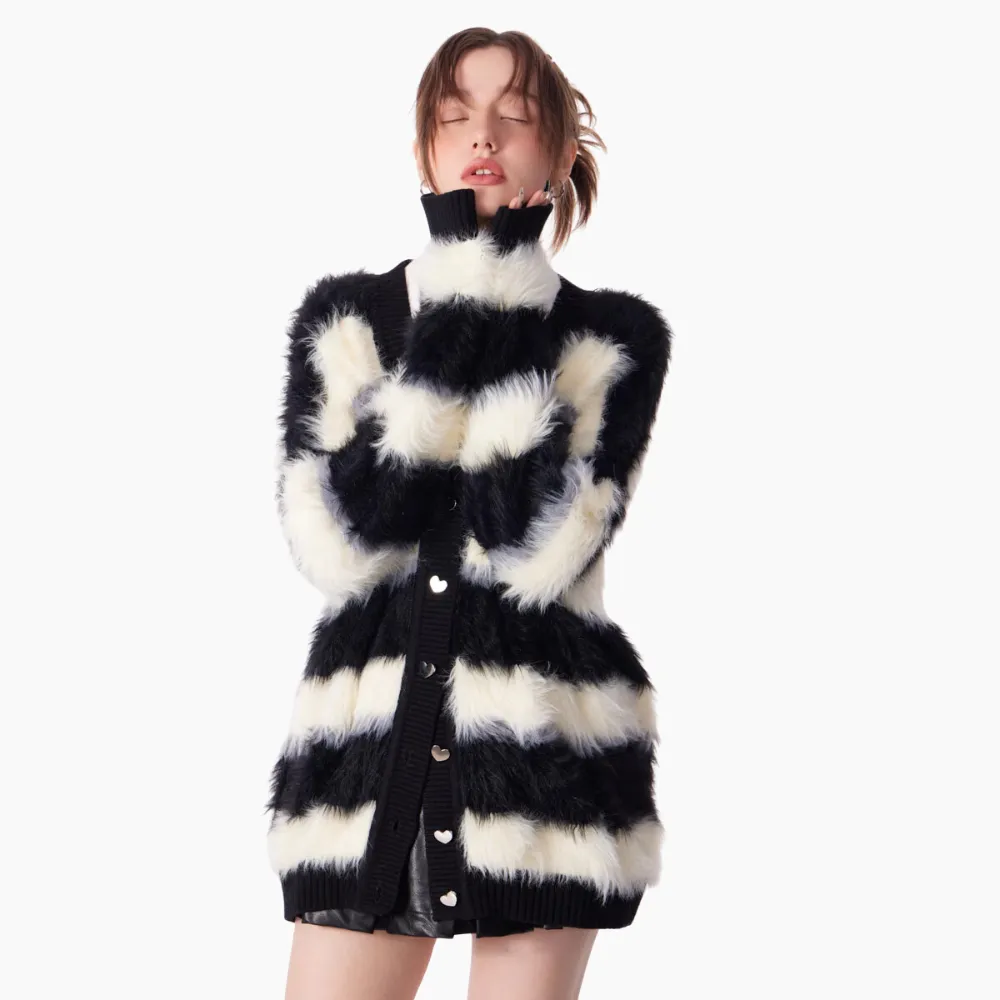 Women's Casual Striped Butterfly Knit Cardigan