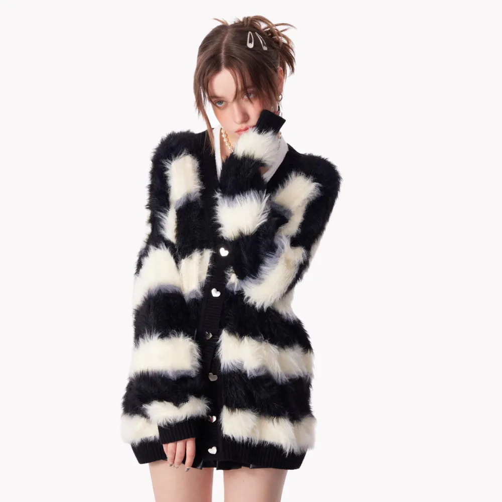 Women's Casual Striped Butterfly Knit Cardigan