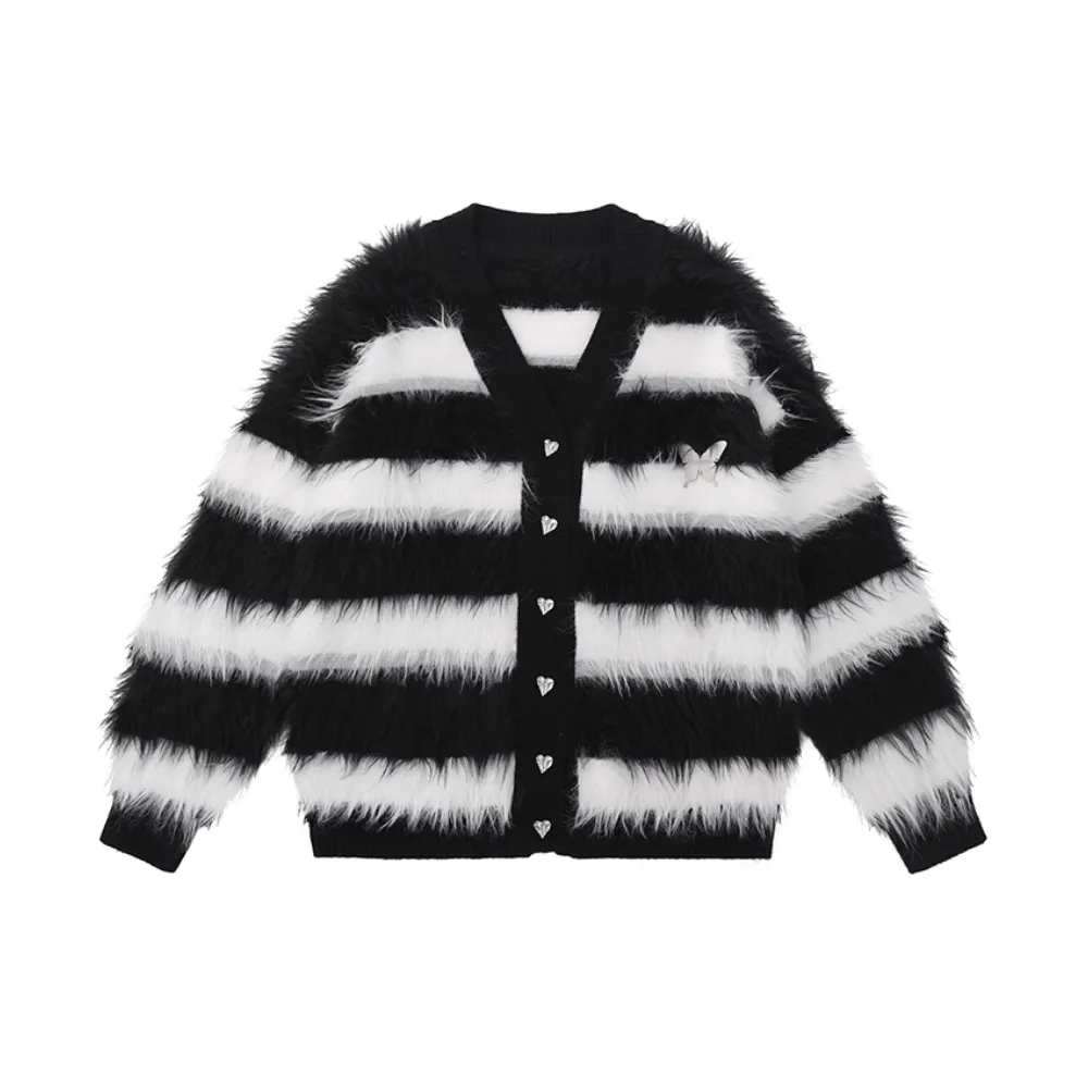 Women's Casual Striped Butterfly Knit Cardigan