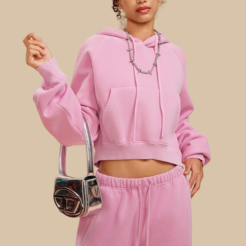 Women's Casual Washed Cropped Hoodie