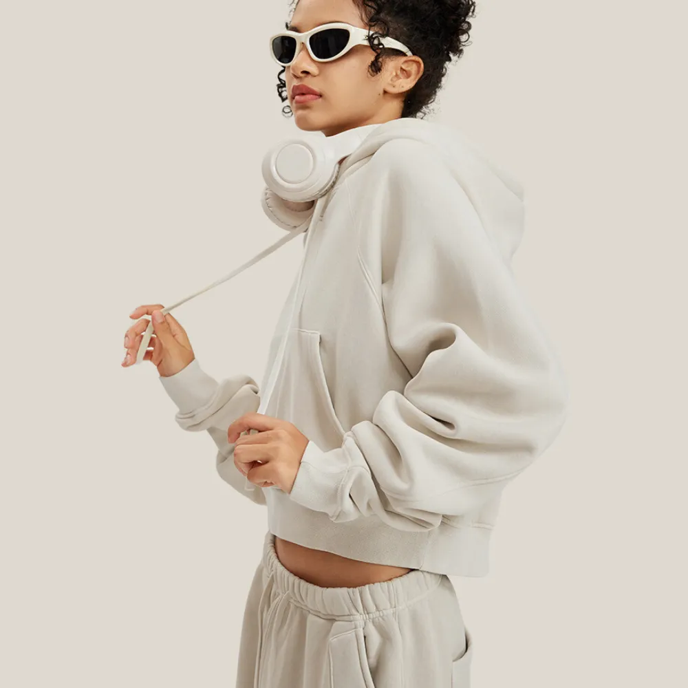 Women's Casual Washed Cropped Hoodie