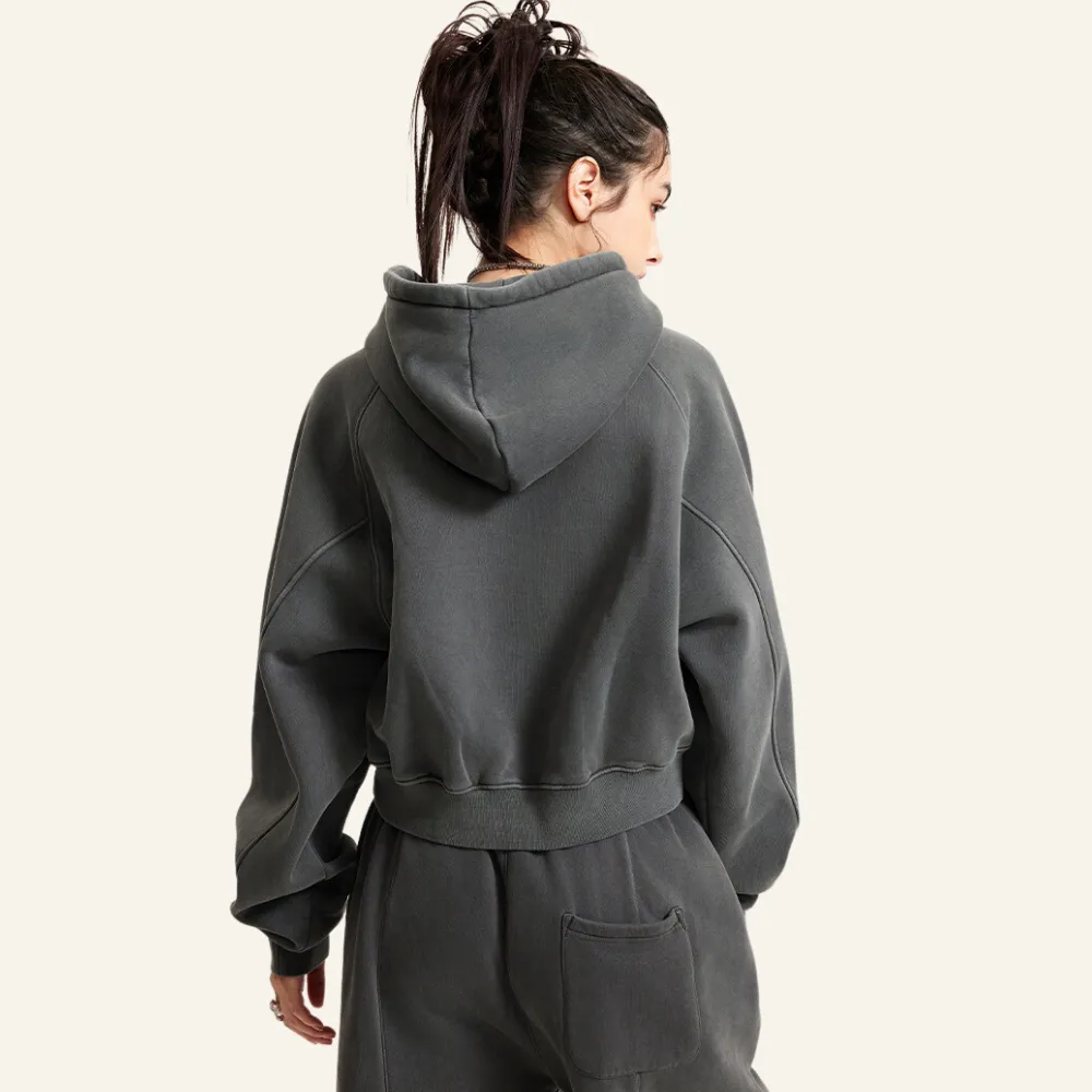 Women's Casual Washed Cropped Hoodie