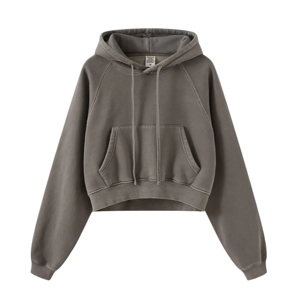 Women's Casual Washed Cropped Hoodie