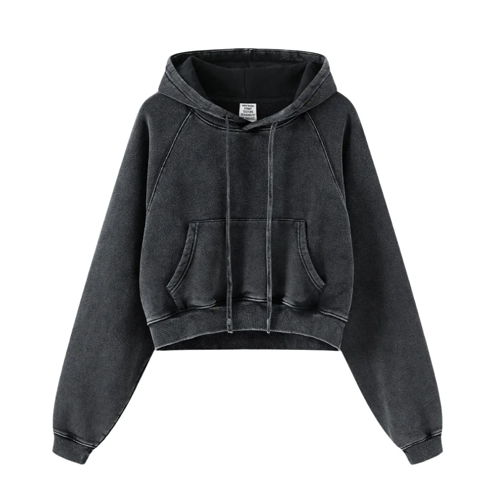 Women's Casual Washed Cropped Hoodie
