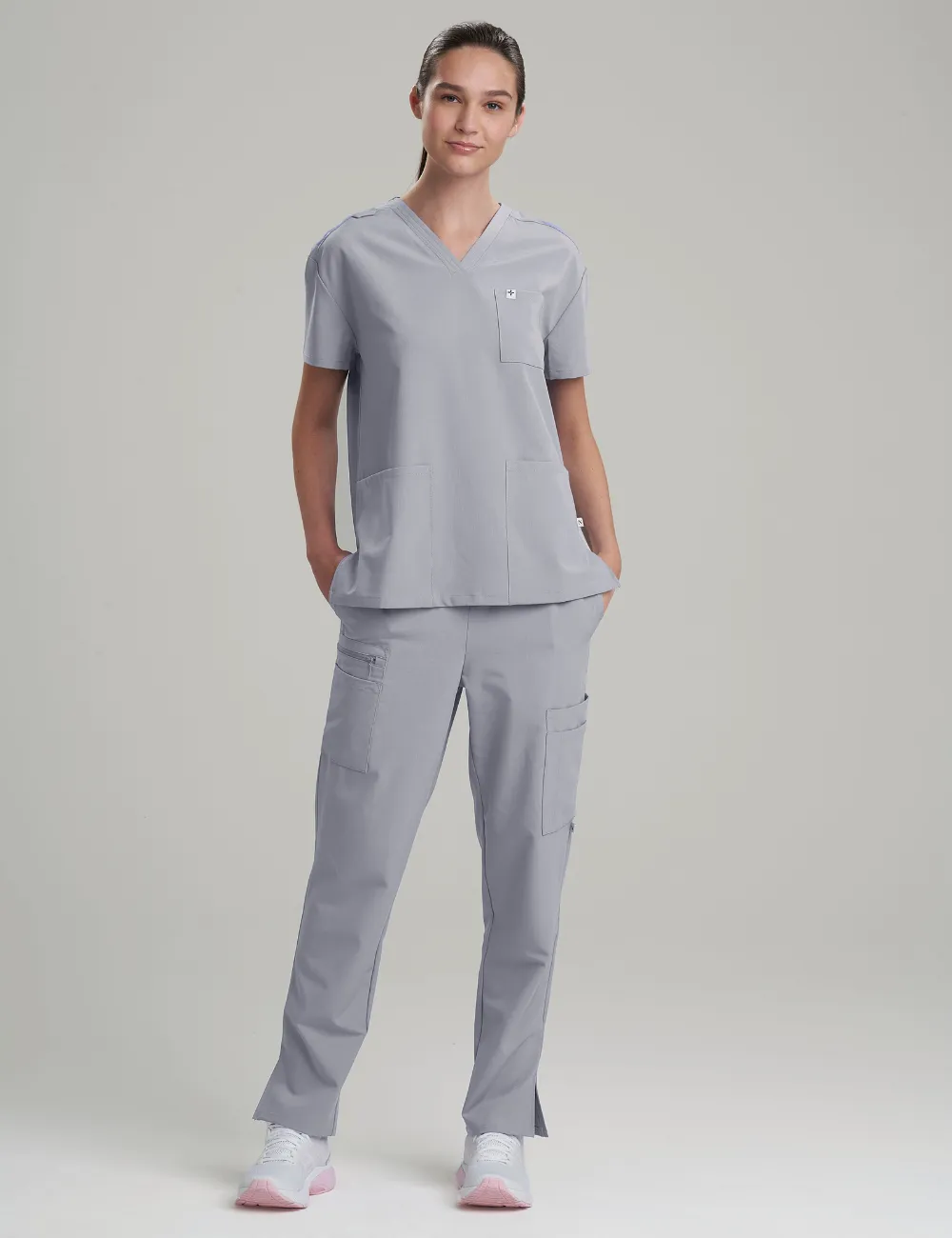 Womens Classic Scrub Top - Stone Gray