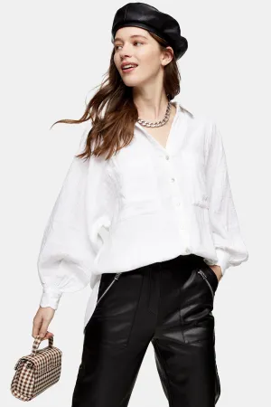 Women's Designer White Cotton Casual Shirt by Topshop, sz 8! Retails $60 
