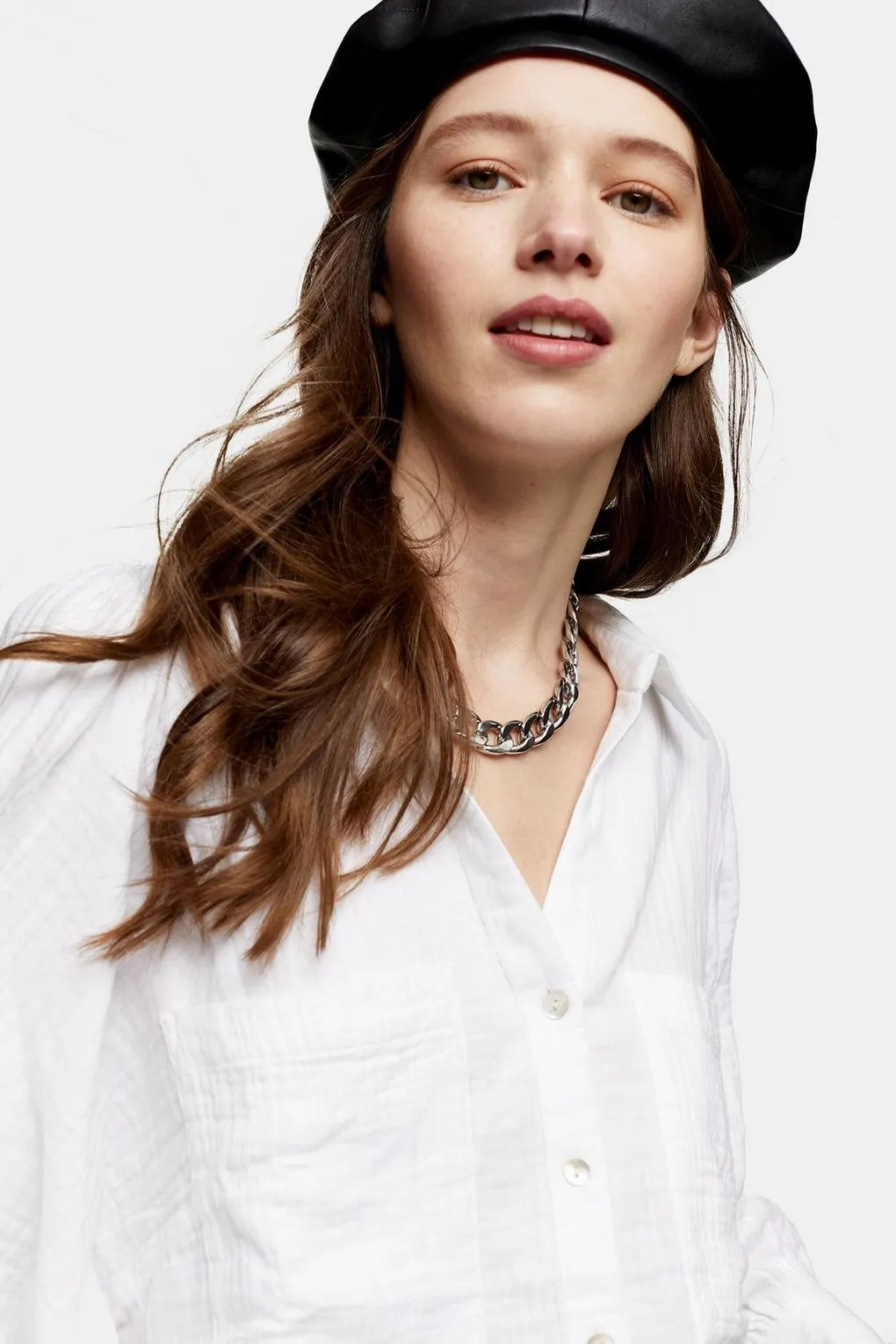 Women's Designer White Cotton Casual Shirt by Topshop, sz 8! Retails $60 