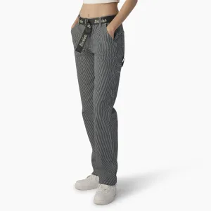 Women's Dickies Relaxed Fit High Waisted Cargo Pant FPR51 - Hickory Stripe Navy