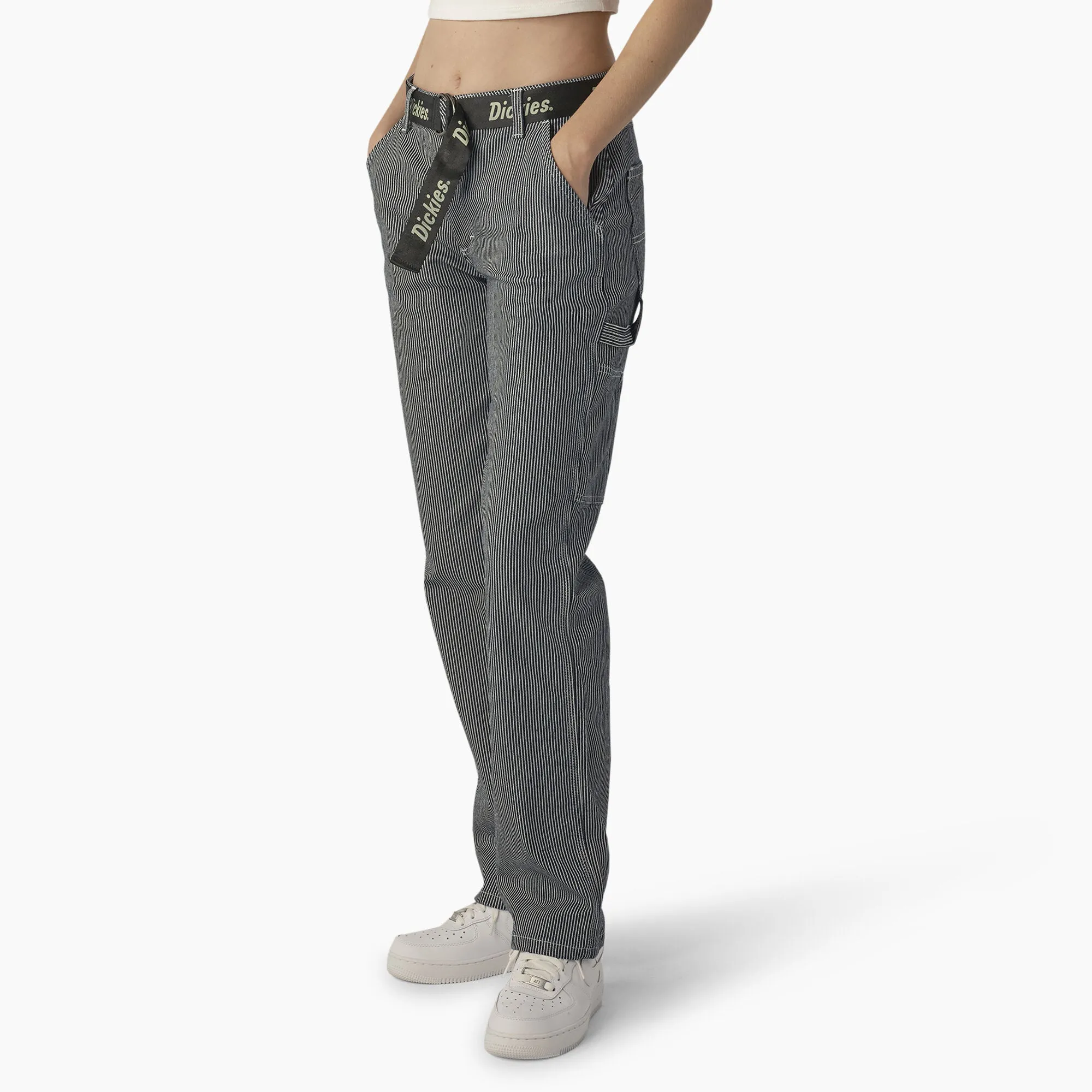 Women's Dickies Relaxed Fit High Waisted Cargo Pant FPR51 - Hickory Stripe Navy