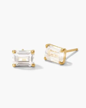 Women's Emerald Cut Stud Earrings - Gold