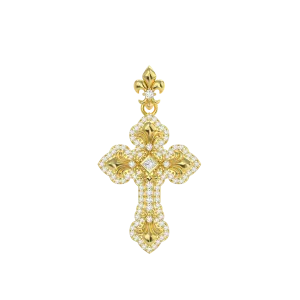 Women's Fleur De Lis Clustered Cross Pendant