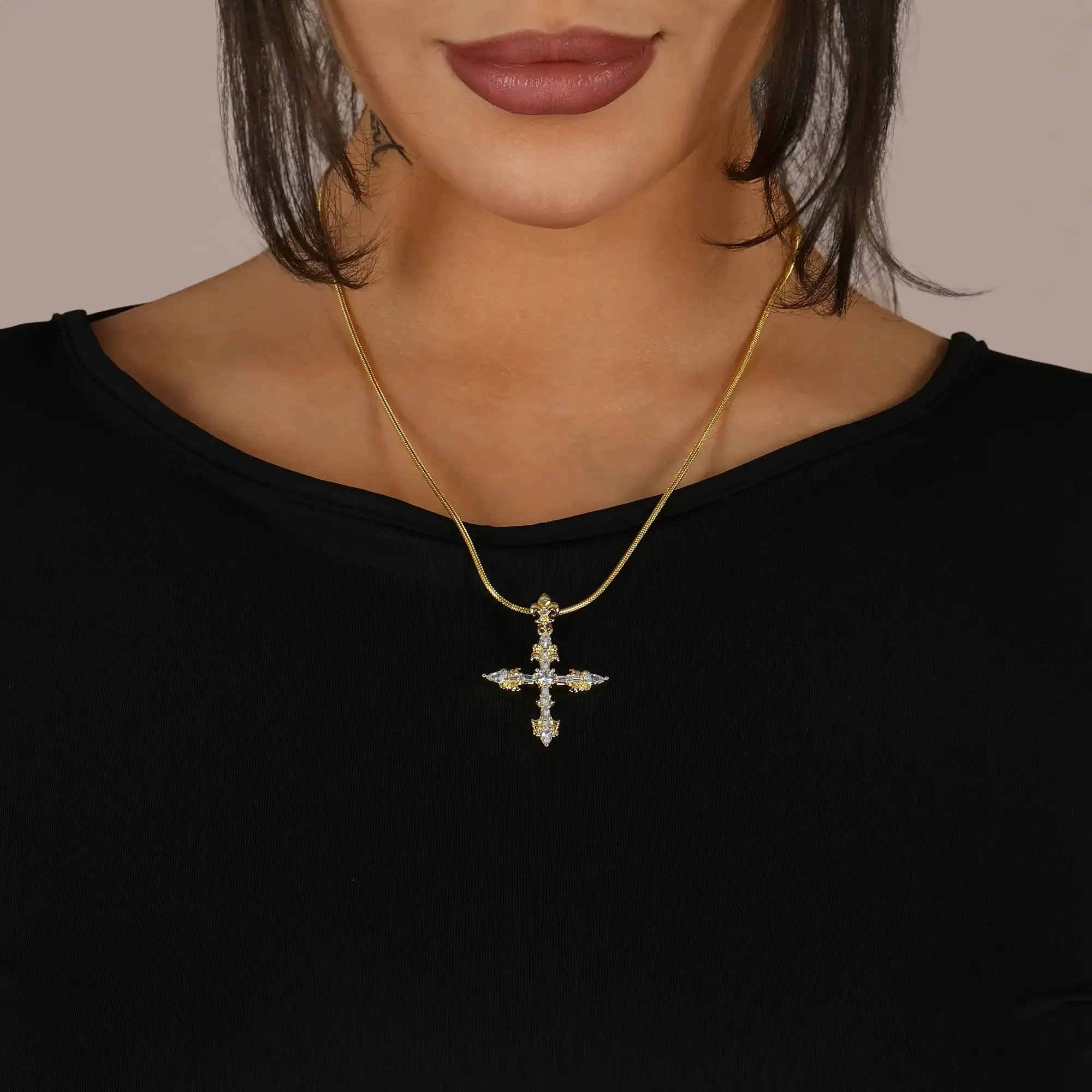 Women's Fleur De Lis Cross Pendant
