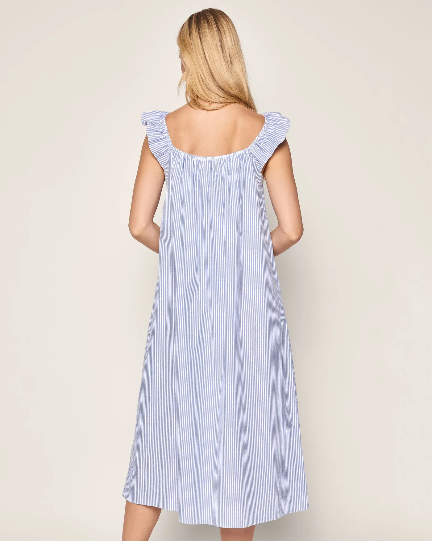 Women's French Blue Seersucker Twill Nightgown