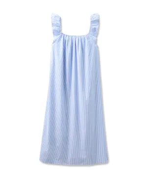 Women's French Blue Seersucker Twill Nightgown