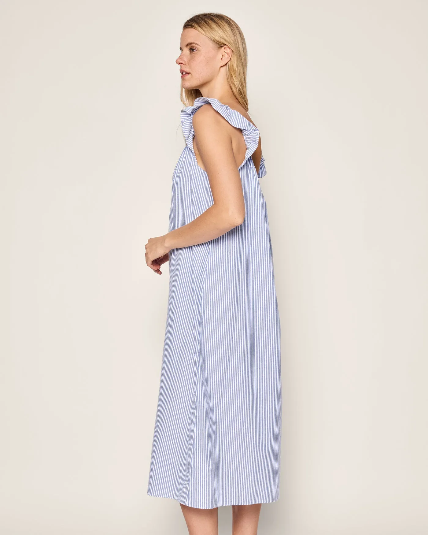 Women's French Blue Seersucker Twill Nightgown