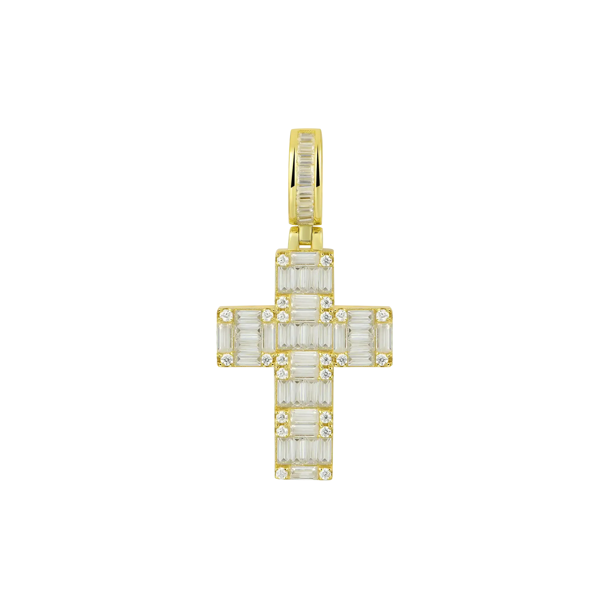 Women's Halo Cross Pendant - Baguette Cut
