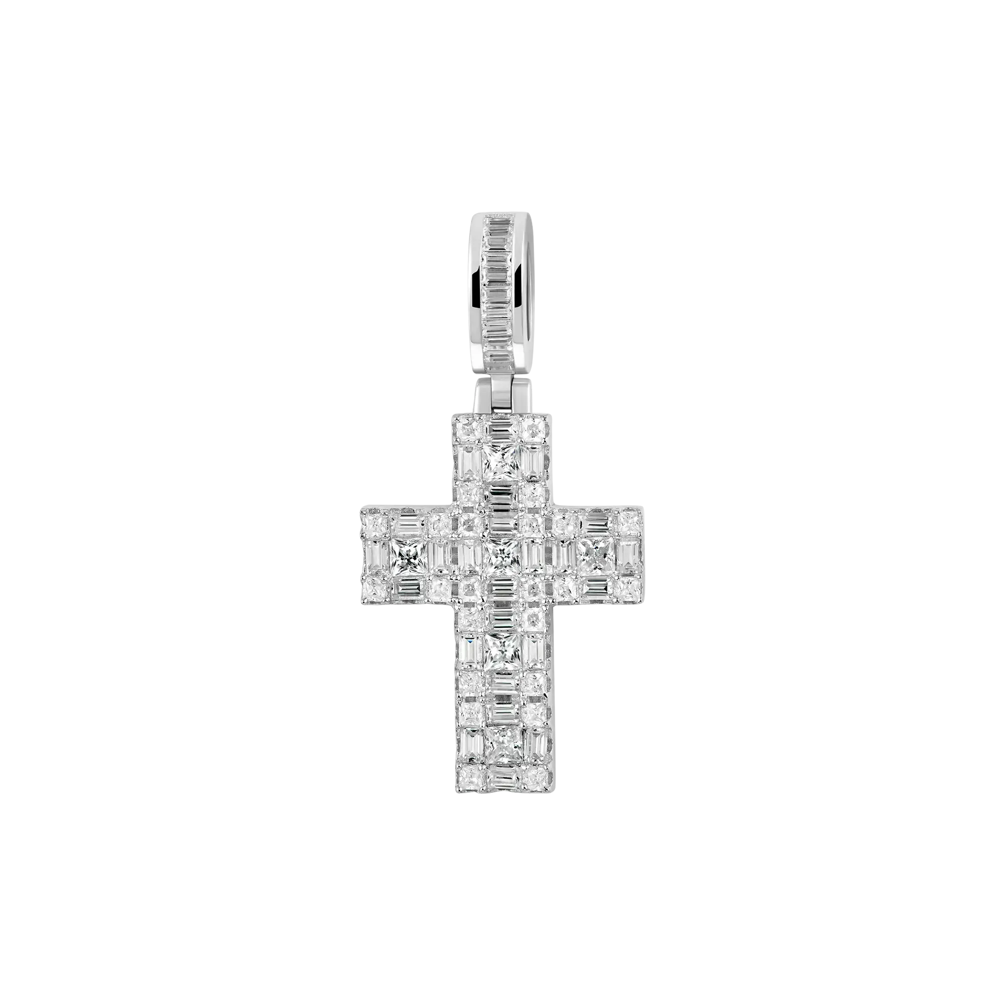 Women's Halo Cross Pendant - Princess Cut