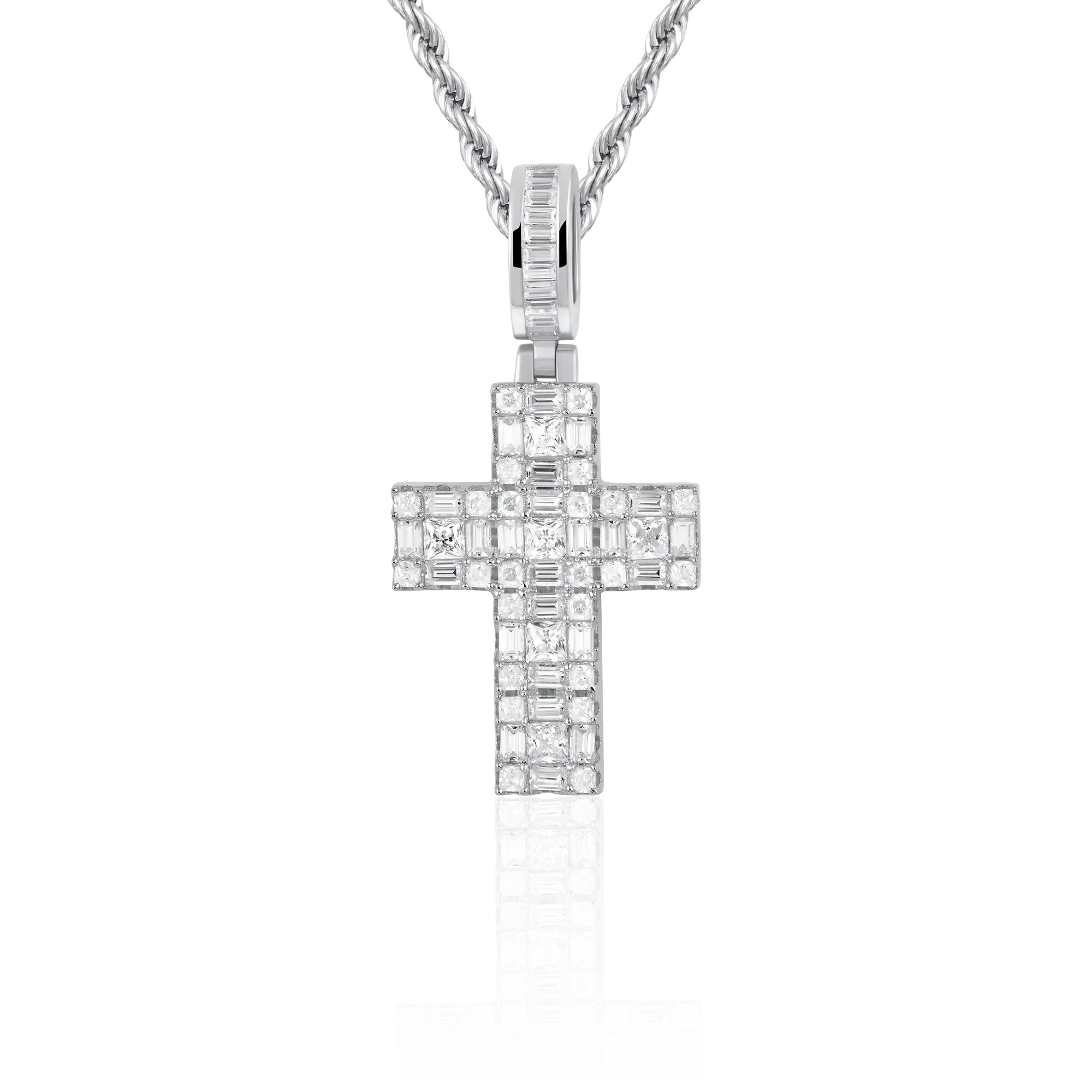 Women's Halo Cross Pendant - Princess Cut
