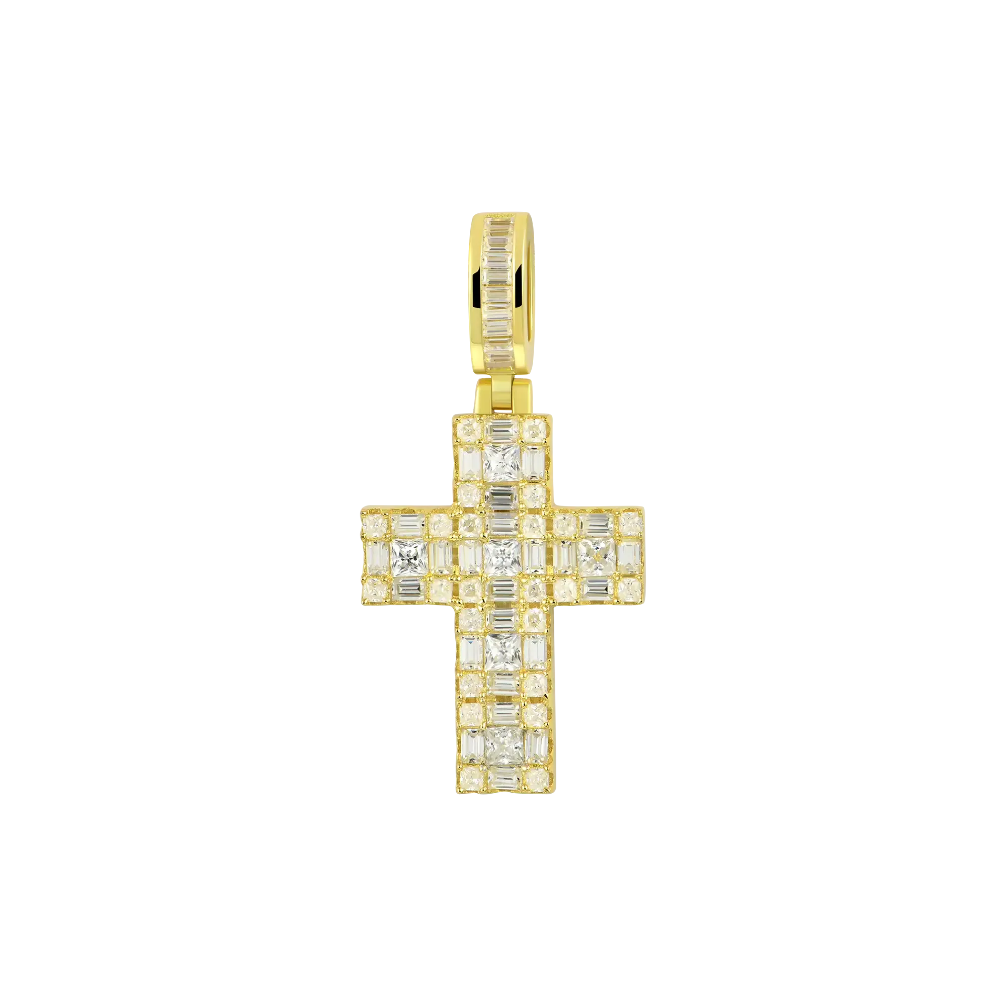 Women's Halo Cross Pendant - Princess Cut