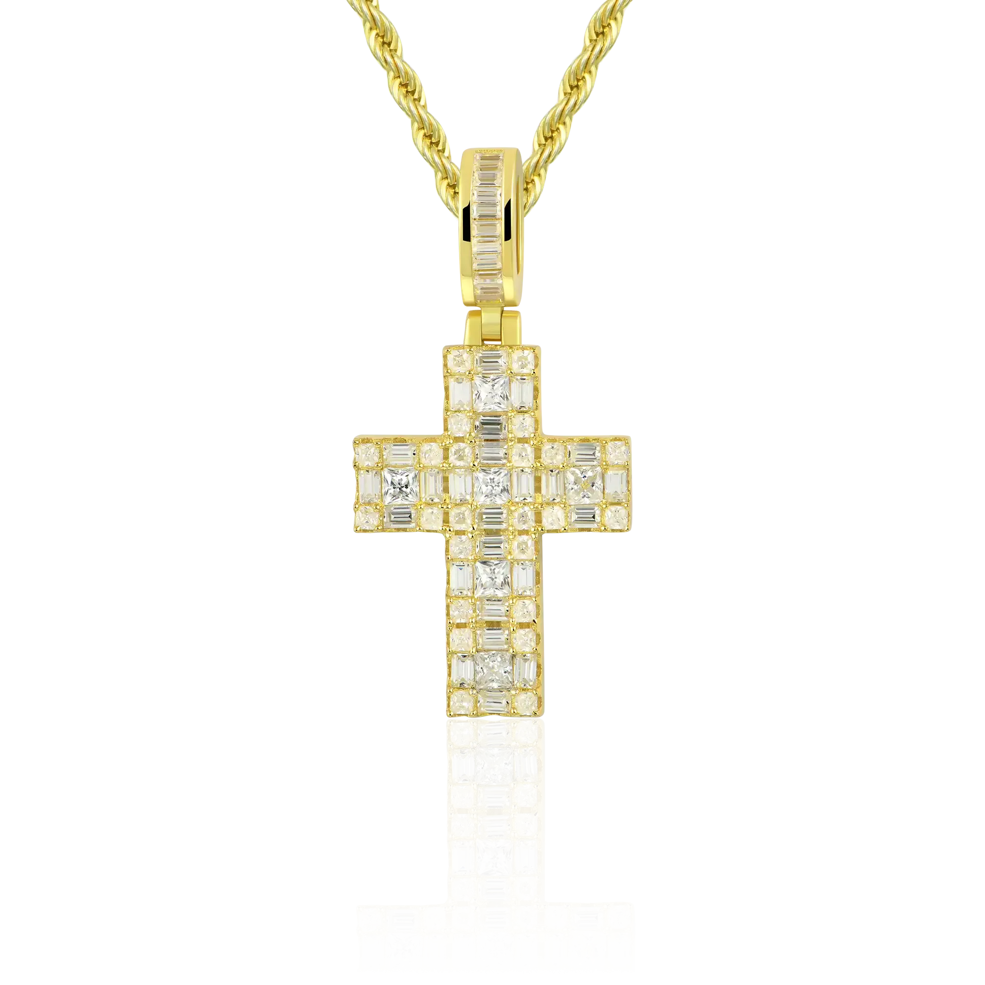 Women's Halo Cross Pendant - Princess Cut