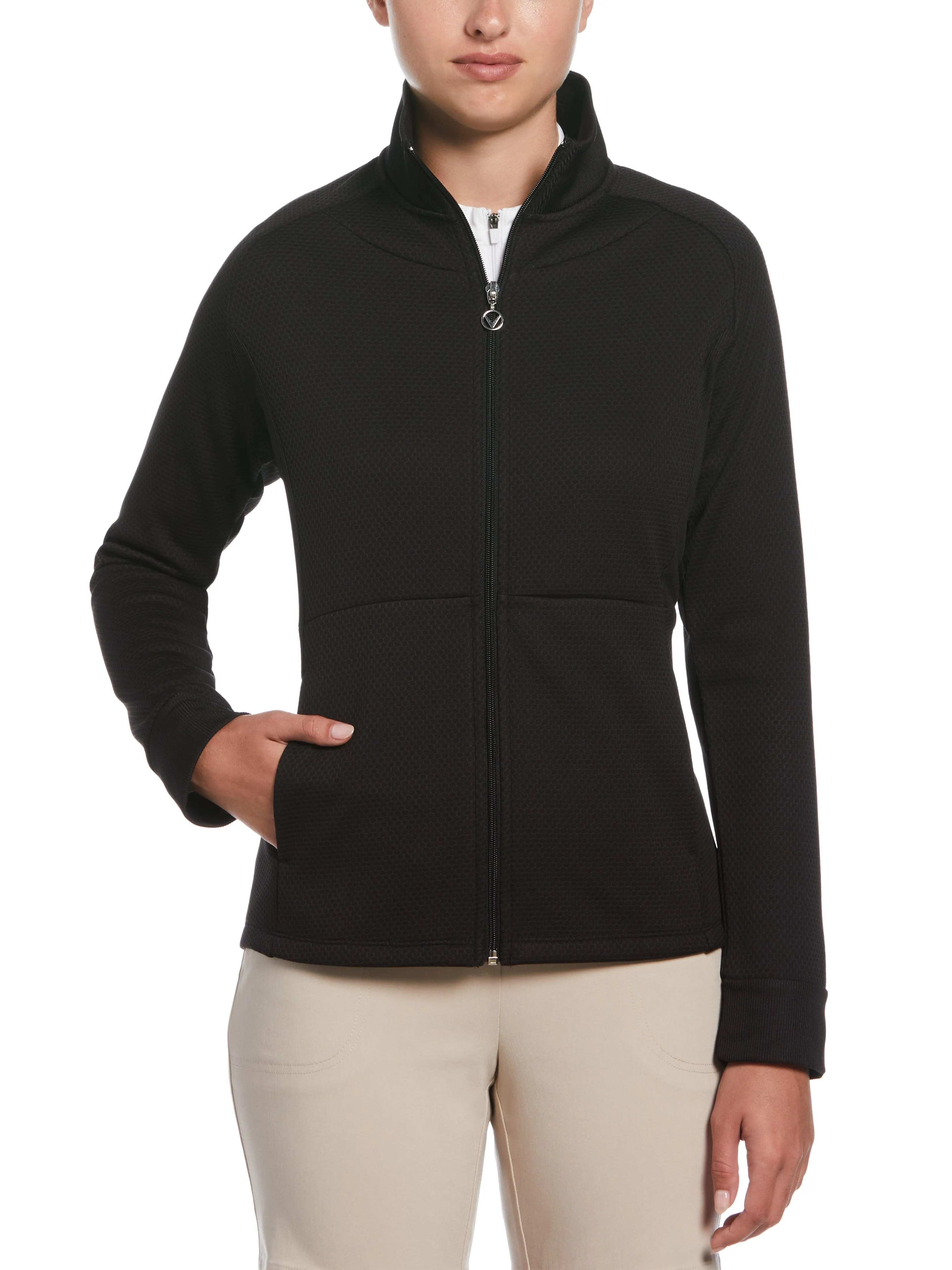 Women's Hexagon Heather Fleece Long Sleeve Golf Jacket