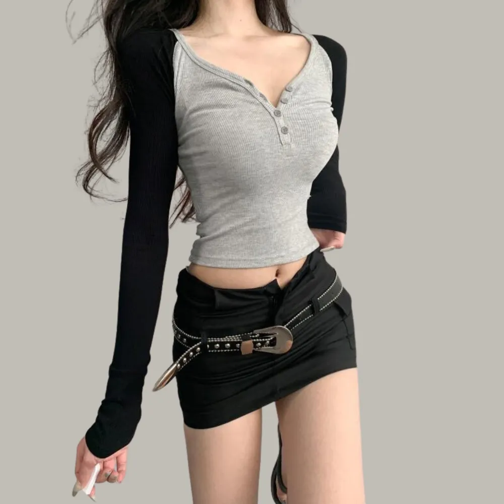 Women's Hottie Contrast Color Long Sleeve Shirt