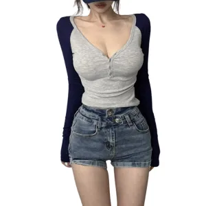 Women's Hottie Contrast Color Long Sleeve Shirt